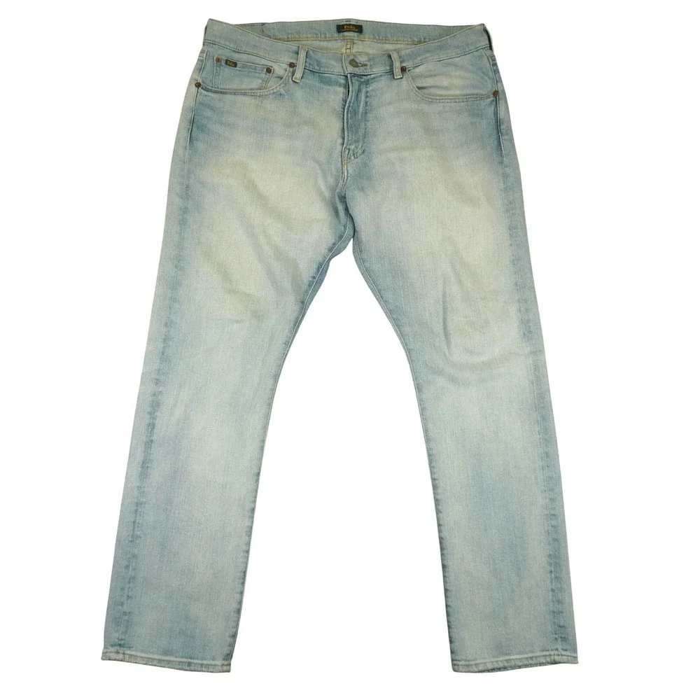 Polo Ralph Lauren Varick Slim Straight Jeans Mens 35x30 (Fits 38x31) Light Blue